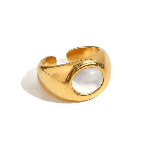 ZTRT421 Open Ring Women's Wide Mother of Pearl Band