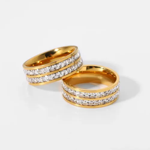 ZTRT264 Double Layer Zircon Ring Stainless Steel G...