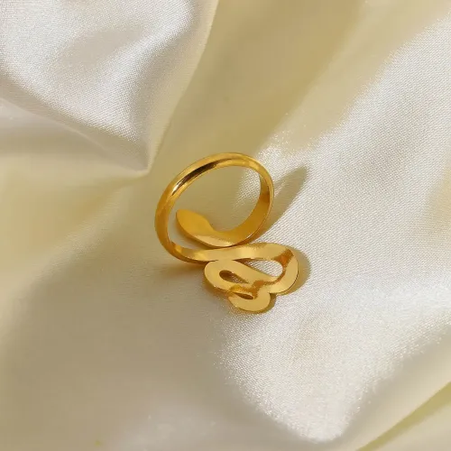ZTRT77 18K Gold Plated Stainless Steel Snake Shaped Open Ring for Women, Elegant Jewelry