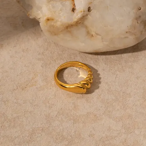 ZTRT376 18K Gold Plated Stainless Steel Ring Unique Irregular Shape Jewelry