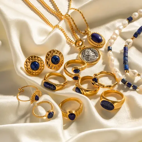ZTRT9 Lapis Lazuli Ring and Necklace Set Wholesale Fine Jewelry Collection