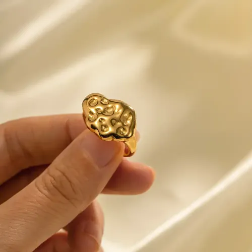 ZTRT387 Irregular 18K Gold Plated Stainless Steel Ring Unique Statement Piece