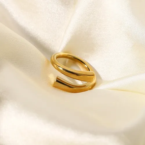 ZTRT236 Women's Gold Plated Stainless Steel Open Index Finger Ring, Elegant Adjustable Band