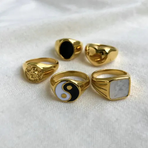 ZTRT237 18K Gold Plated 316L Stainless Steel Ring, Luxury Fashion Jewelry for Men and Women
