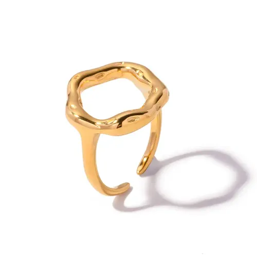 ZTRT168 18K Gold Plated Flower Ring Women's Hollow Open Band