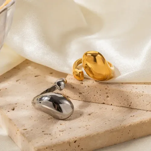 ZTRT65 18K Gold Stainless Steel Open Ring, Adjustable Ladies Hand Jewelry Wholesale