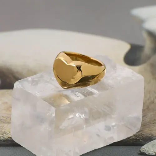 ZTRT93 18K Gold Plated Love Ring, 316L Stainless Steel Jewelry for Women, Ready to Ship