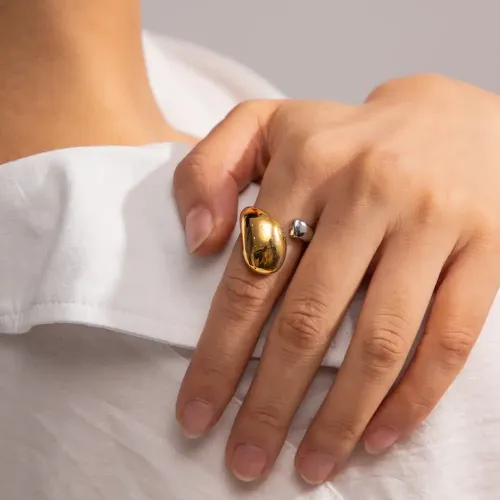 ZTRT96 18K Electroplated Women's Open Ring, Irregular Color Match Design