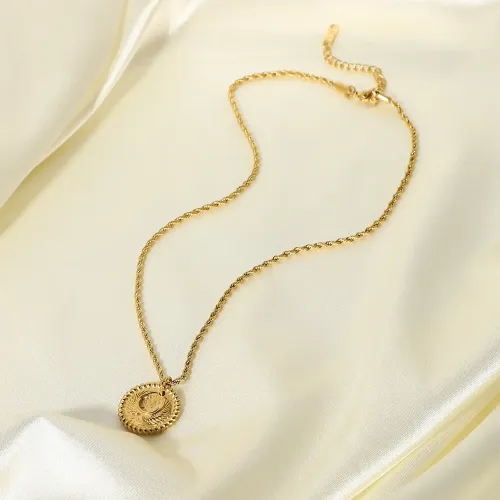 ZTNT448 18K Gold Plated Wings of Liberty Pendant Stainless Steel Choker Necklace for Women