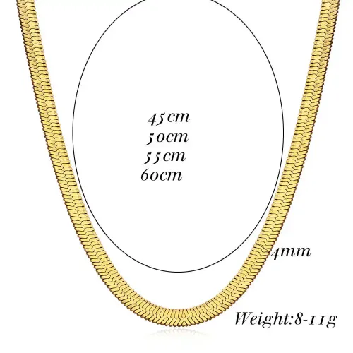 ZTNT79 18K Gold Plated Snake Chain Necklace Trendy Layered Stainless Steel Women's Jewelry