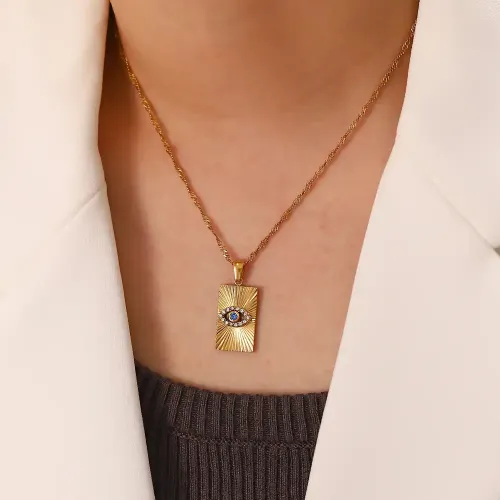 ZTNT289 18K Gold-Plated Square Diamond Pendant Necklace Trendy Luxury Jewelry