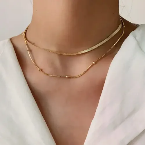ZTNT7 Gold-Plated Multi-Layer Clavicle Necklace for Women Elegant Layered Choker
