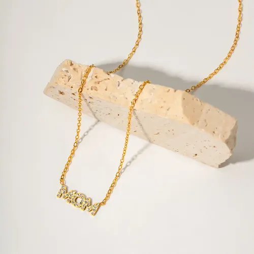 ZTNT474 18K Gold Plated 'MOM' Letter Necklace Hot Selling Stainless Steel Pendant for Women