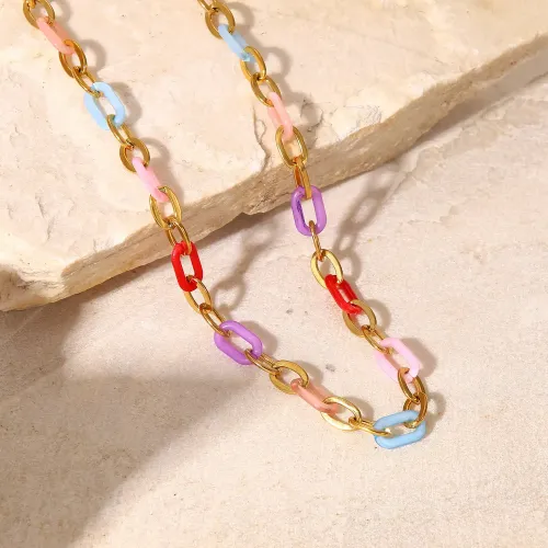 ZTNT427 Chic 18K Gold-Tone O-Chain Necklace Women’s Stainless Steel Jewelry