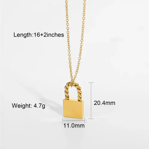 ZTNT310 18K Gold Plated Twist Lock Pendant Necklace 316L Stainless Steel for Women