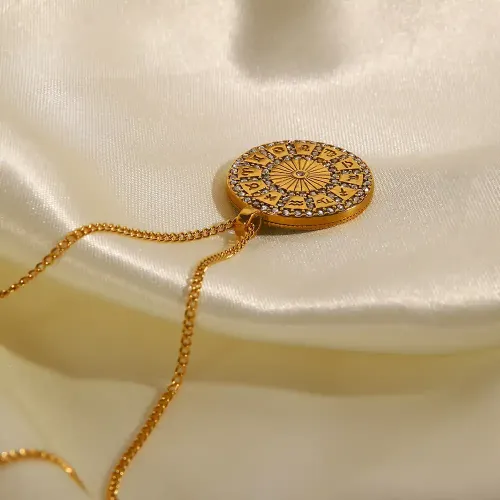 ZTNT415 Zodiac Signs Diamond Pendant Necklace Women's Oil-Dropped Colorful Astrology Jewelry