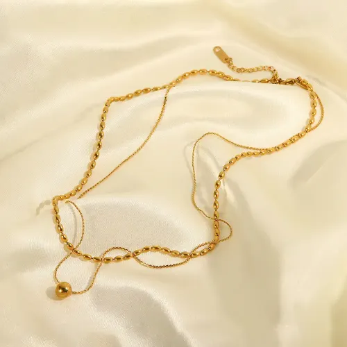 ZTNT160 Fall/Winter Gold-Plated Ball Pendant Double Layer Clavicle Necklace