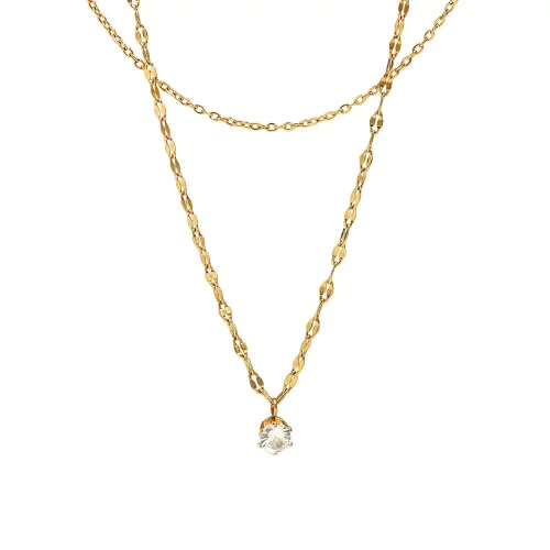 ZTNT332 Double Layer Star Glitter Zircon Clavicle Chain Sparkling Necklace Jewelry