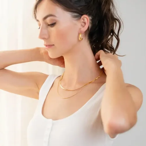 ZTNT9 Unisex Gold Plated Non-Fading Necklace Wholesale Cuban & Snake Chain