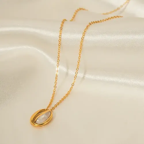 ZTNT472 18K Gold Cross Pendant Necklace Stainless Steel Shell-Shaped Jewelry Accessory