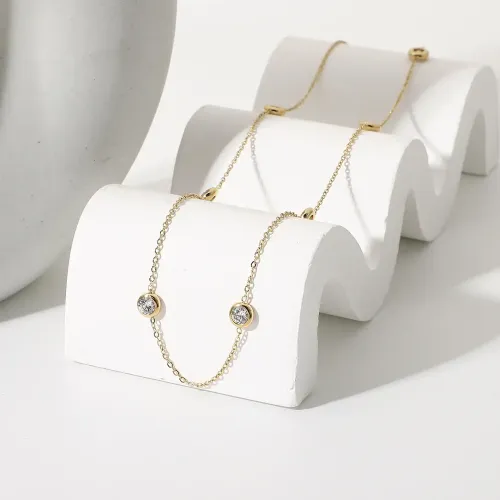 ZTNT329 14K Gold Plated Zircon Necklace Stainless Steel Women's Jewelry Accessory