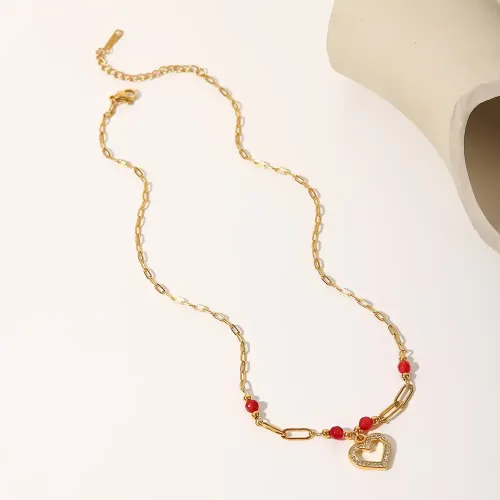 ZTNT497 18K Gold Hollow Diamond Micro-Set Love Pendant Necklace for Women