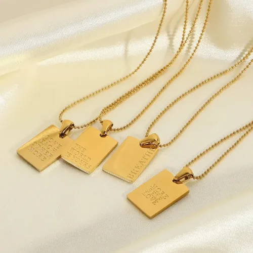 ZTNT179 Women's 18K Gold Stainless Steel Text Chain Necklace Elegant Jewelry Accessory