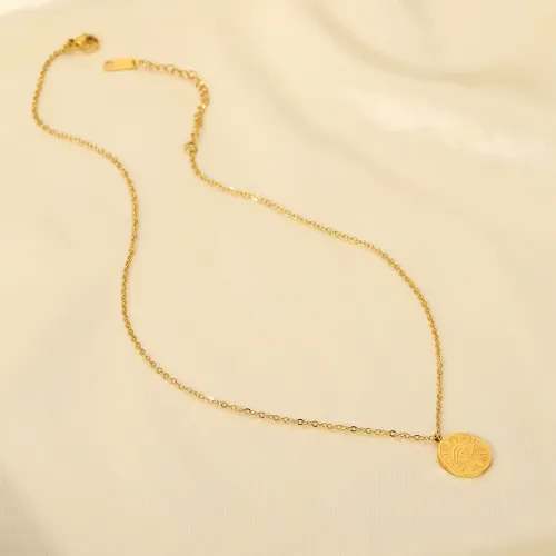 ZTNT437 18K Gold Evil Eye Disc Pendant Necklace Chic Headchain Jewelry for Women