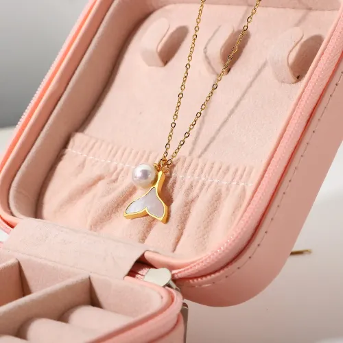 ZTNT163 14K Gold Shell Mermaid Pearl Pendant Stainless Steel Necklace for Women