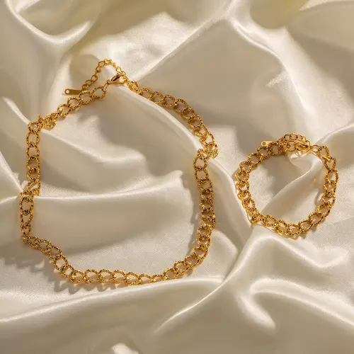 ZTNT270 18K Gold-Plated Thick Thread Chain Bracelet Stainless Steel Long Jewelry Wholesale