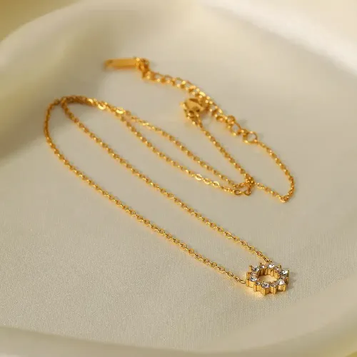 ZTNT274 18K Gold Stainless Steel Ring Pendant Necklace with Irregular Zircon for Women