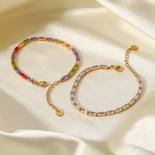 ZTBT6 Elegant 18K Gold-Plated Stainless Steel Bracelet with Zircon Stones for Women