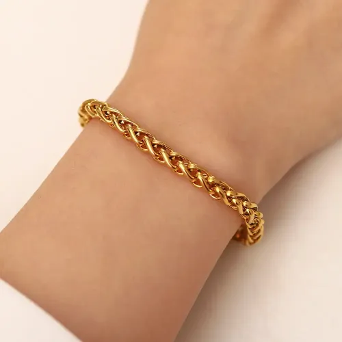 ZTBT116 18K Real Gold Plated Chain Bracelet Luxurious Stainless Steel Pendant Jewelry