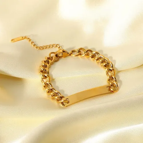 ZTBT220 Gold Plated Stainless Steel Cuban Chain Bracelet for Men & Women Hip Hop Hand Jewelry