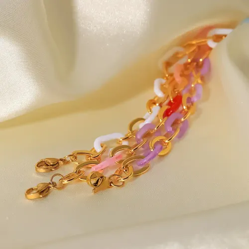 ZTBT151 Elegant Lavender Purple Resin Bracelet Women's 18K Gold Stainless Steel Bangle