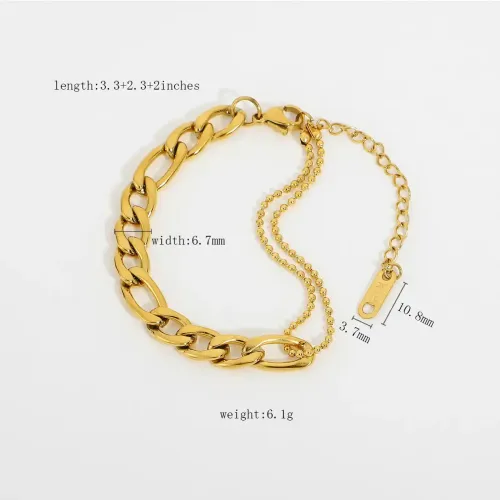 ZTBT249 Gold-Plated Stainless Steel Figaro Chain Bracelet Multifunctional Leader Splice for Women