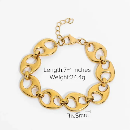 ZTBT44 18K Gold Plated Chunky Sailor Chain Bracelet Pig Nose Buckle