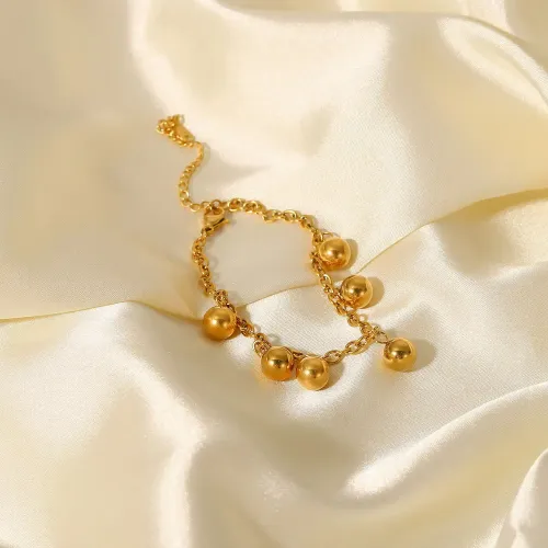 ZTBT214 Chic 18K Gold Ball Pendant Bracelet for Women Stainless Steel Fashion Jewelry