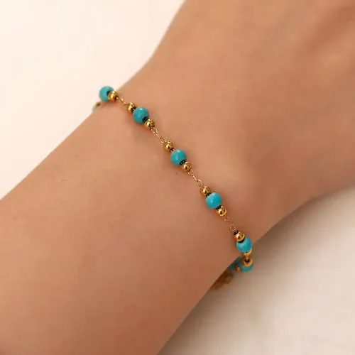 ZTBT203 Chic Women's 18K Gold-Plated Turquoise Geo...