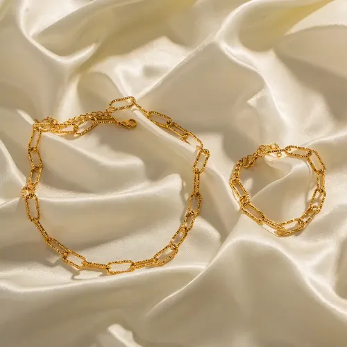 ZTBT17 18K Gold Plated Square Chain Bracelet Stainless Steel Wholesale Jewelry