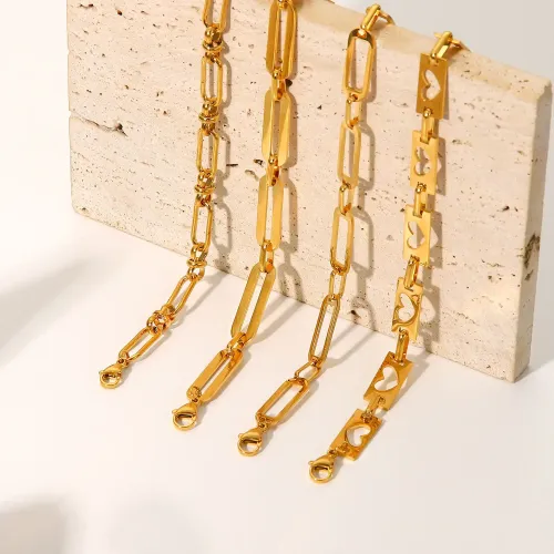 ZTBT217 18K Gold Stainless Steel Hollow Cross Bracelet for Women Handmade Chain Elegant Jewelry