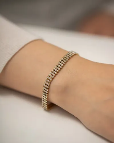 ZTBT108 18K Gold Plated Multi-Layer Diamond Claw Bracelet – Stainless Steel Jewelry