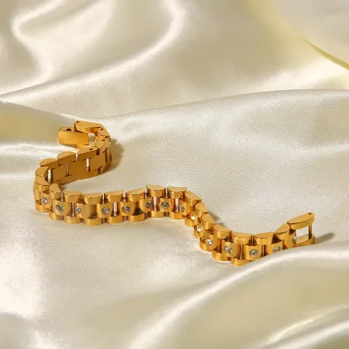 ZTBT41 Luxury 18K Gold PVD Plated Stainless Steel Watch Strap Bracelet for Elegance