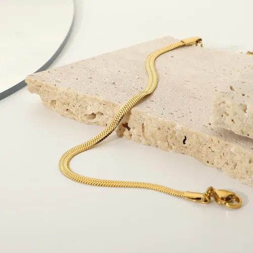 ZTBT140 Women's 3mm Gold Stainless Steel Blade & Snake Chain Bracelet Jewelry