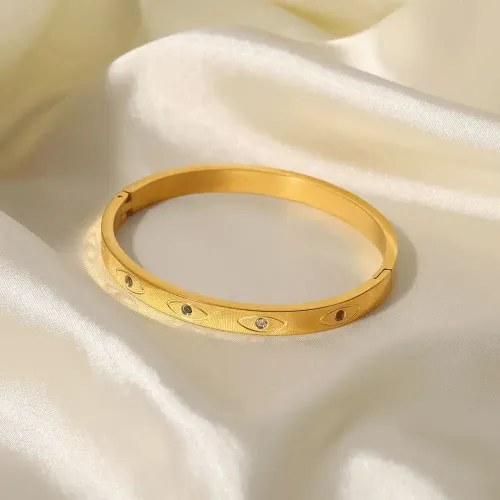 ZTBT194 18K Gold Women's Bracelet with Colorful Zircon & Devil’s Eye Charm