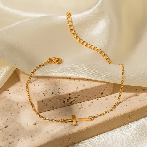 ZTBT163 Wholesale 18K Gold-Plated Stainless Steel Cross Bracelet Unisex Fashion Jewelry