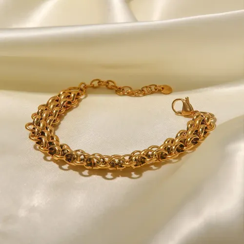 ZTBT35 Elegant 18K Gold Geometric Chain Bracelet Stainless Steel Women's Jewelry
