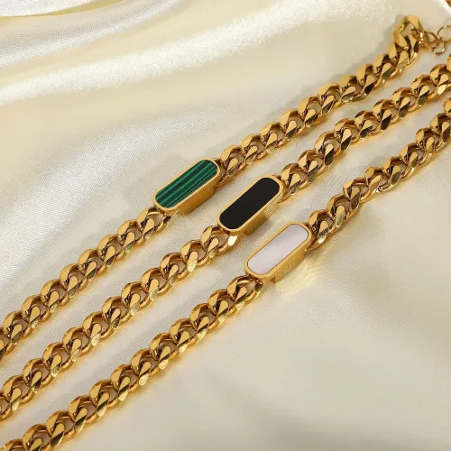 ZTBT226 18K Gold-Plated Stainless Steel Cuban Link Chain Bracelet Jewelry