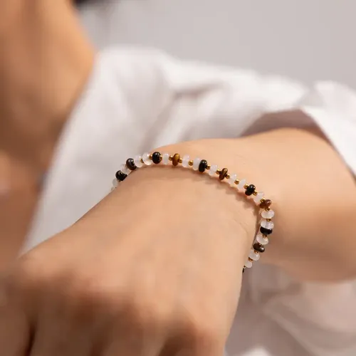 ZTBT81 18K Gold-Plated Geometric Bracelet with Natural Stone for Women Stainless Steel Jewelry