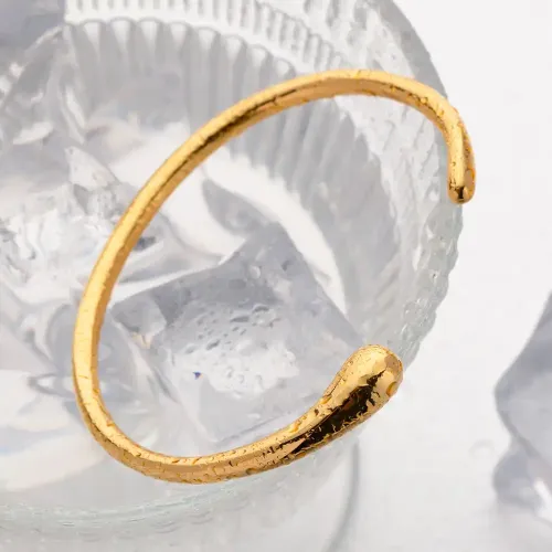 ZTBT27 18K Gold-Plated Stainless Steel Open Bangle Elegant Hand Jewelry